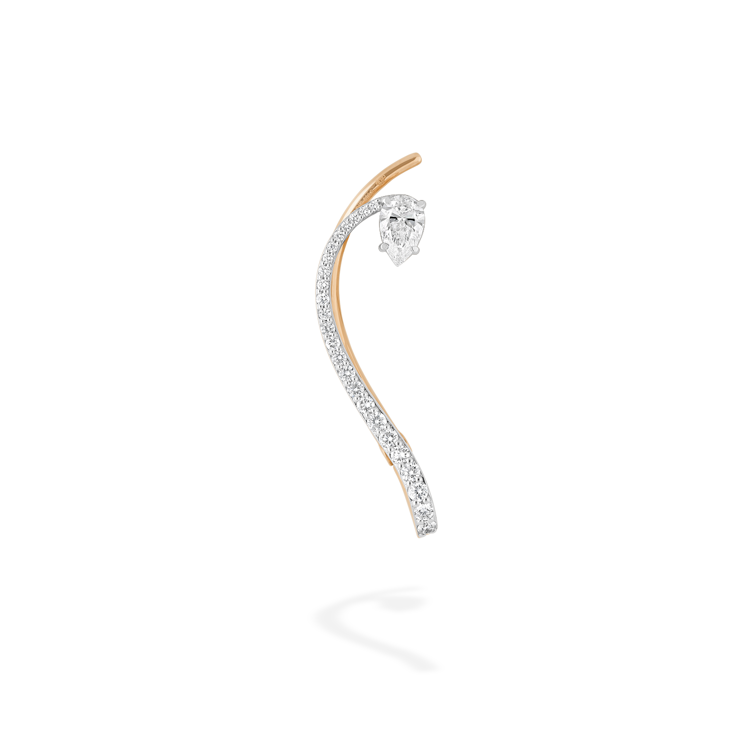 Astral ear jewel in 18k gold with pear diamond and pavé diamonds - Fine jewelry by MARIE MAS