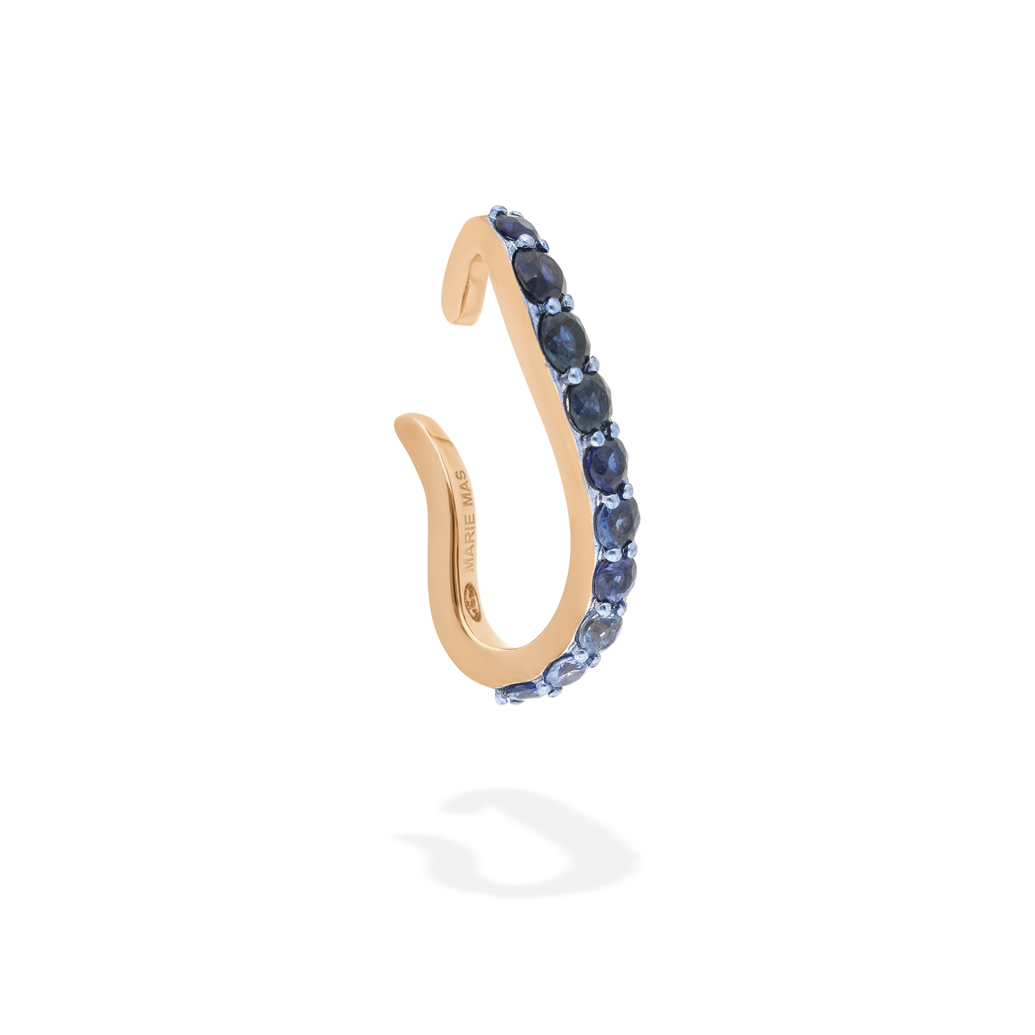 Single Aura ear jewel in 18k gold with blue sapphires - Fine jewelry by MARIE MAS