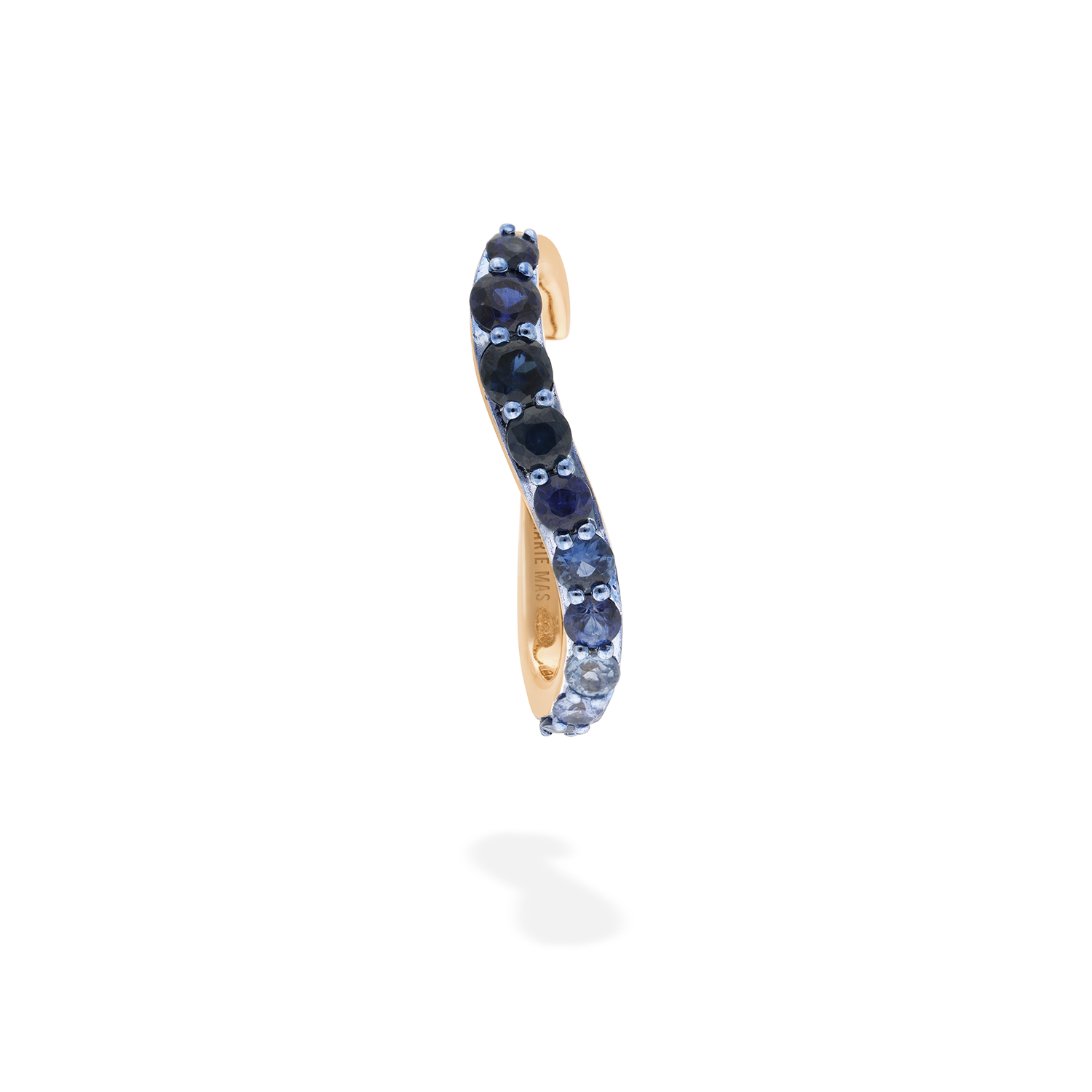 Single Aura ear jewel in 18k gold with blue sapphires - Fine jewelry by MARIE MAS