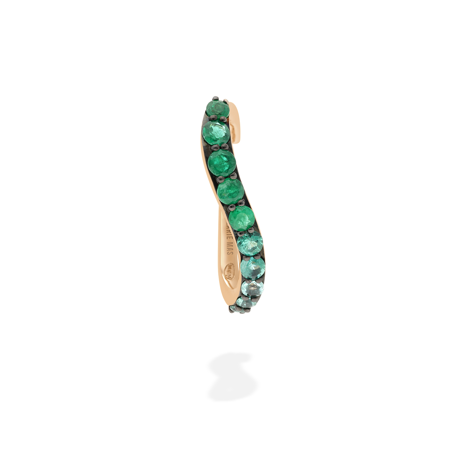 Single Aura ear jewel in 18k gold with emeralds - Fine jewelry by MARIE MAS