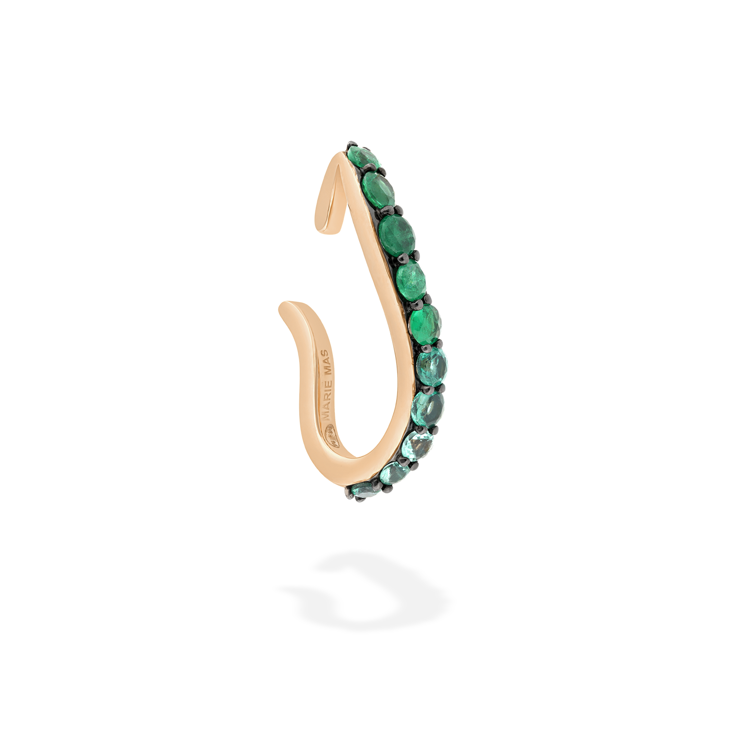 Single Aura ear jewel in 18k gold with emeralds - Fine jewelry by MARIE MAS