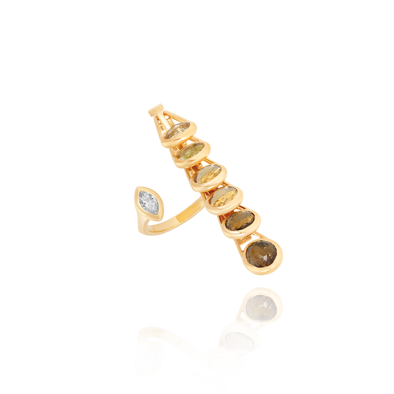 Dancing Open Ring | Citrine & Green Tourmaline