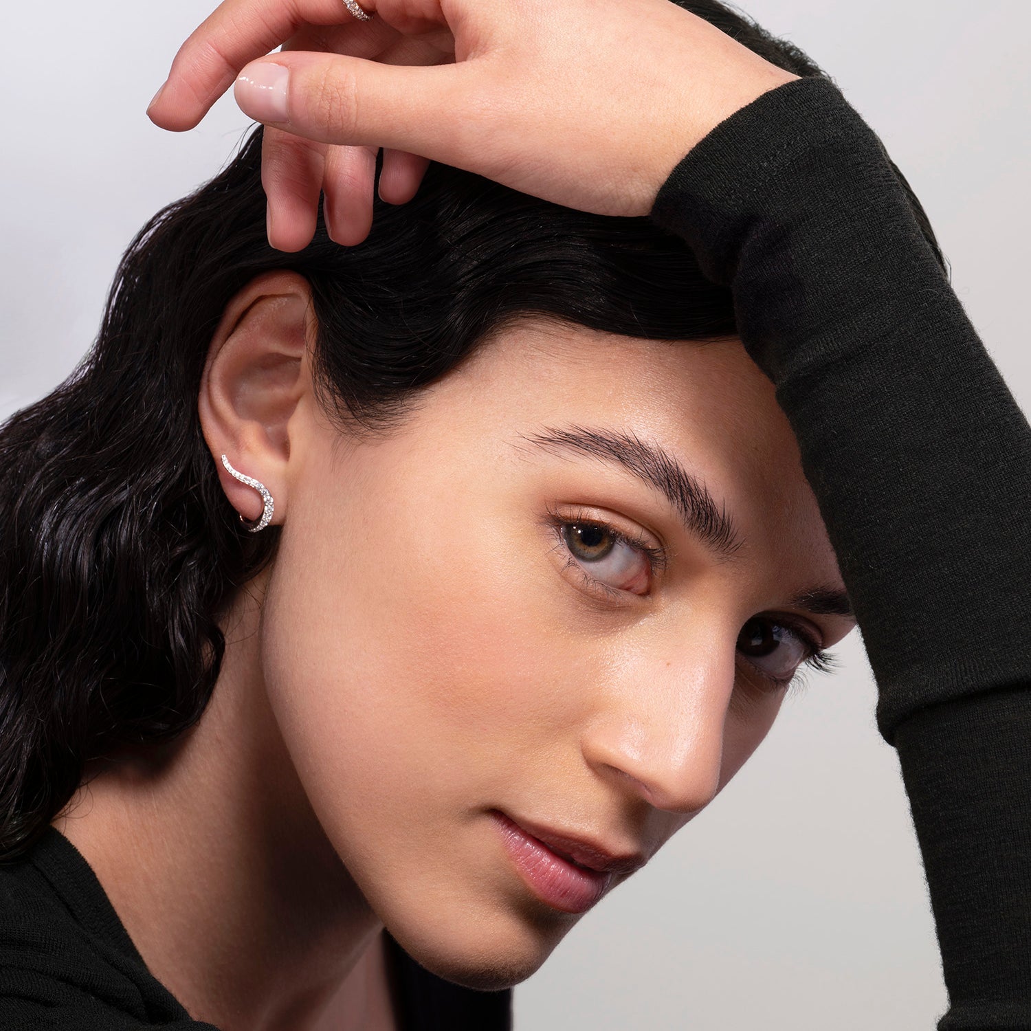 Halo earrings in 18k rose gold with diamonds - Fine jewelry by MARIE MAS
