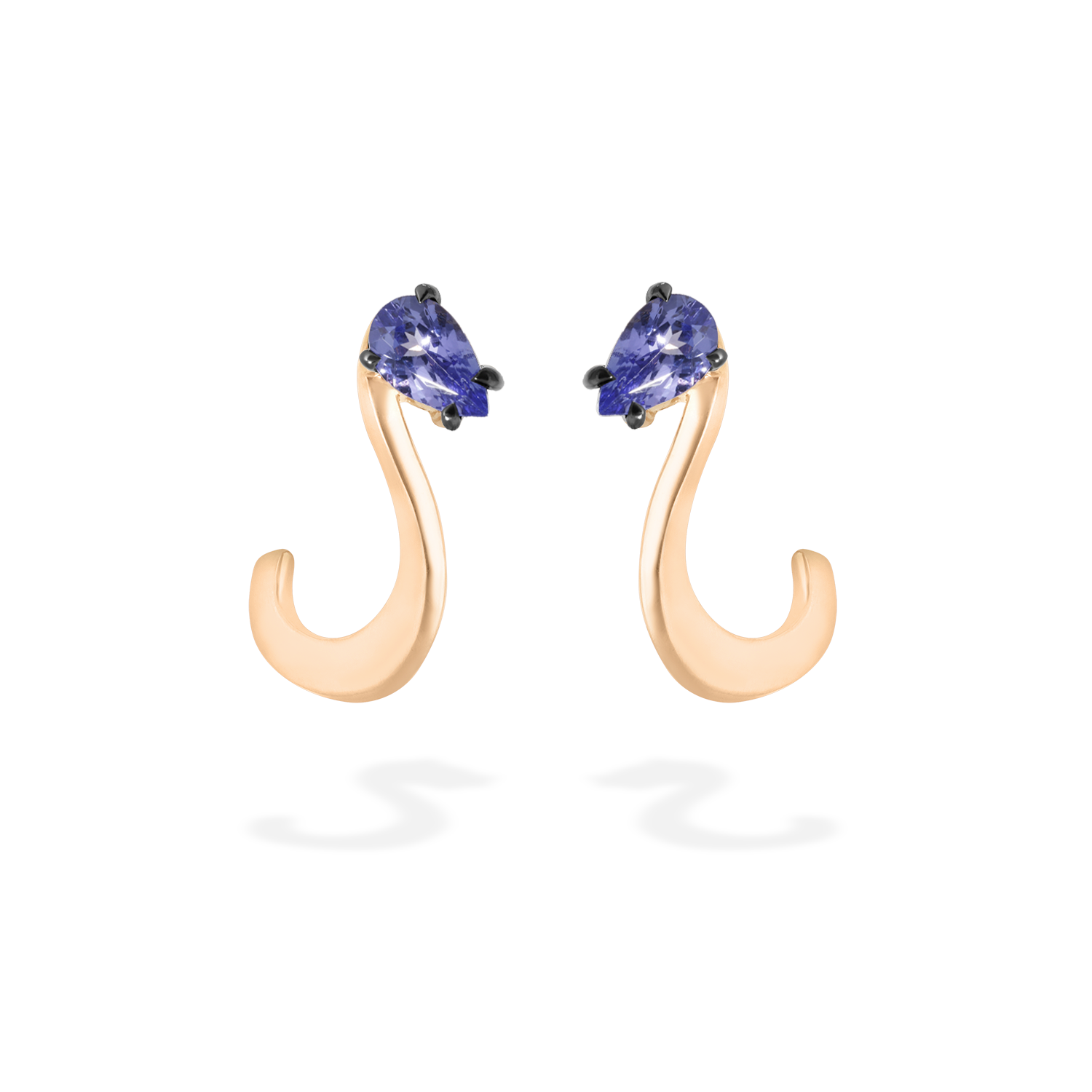 Pair of Nova earrings in 18k gold with tanzanite - Fine jewelry by MARIE MAS