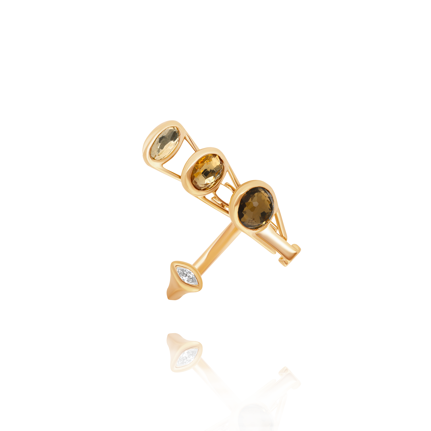 Petite Dancing Open Ring | Citrine & Green Tourmaline