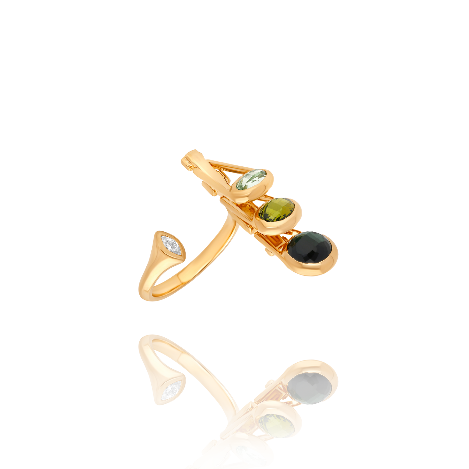 Petite Dancing Open Ring | Citrine & Green Tourmaline
