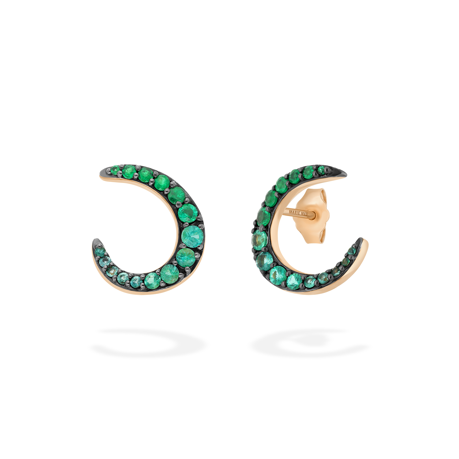 Radiant hoop earrings in 18k gold with emeralds - Fine jewelry by MARIE MAS