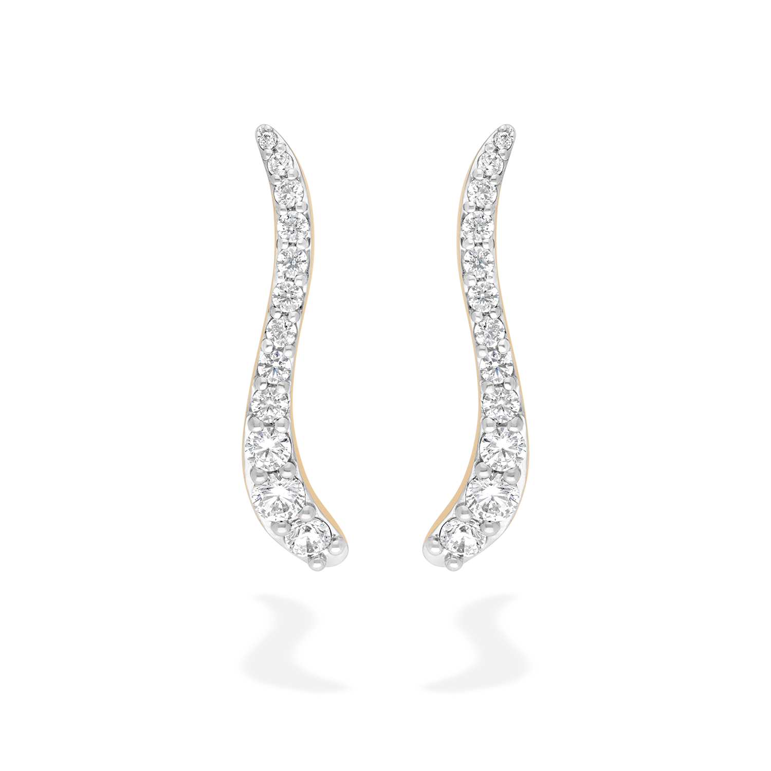 Pair of Ray earrings in 18k rose gold with diamonds - Fine jewelry by MARIE MAS