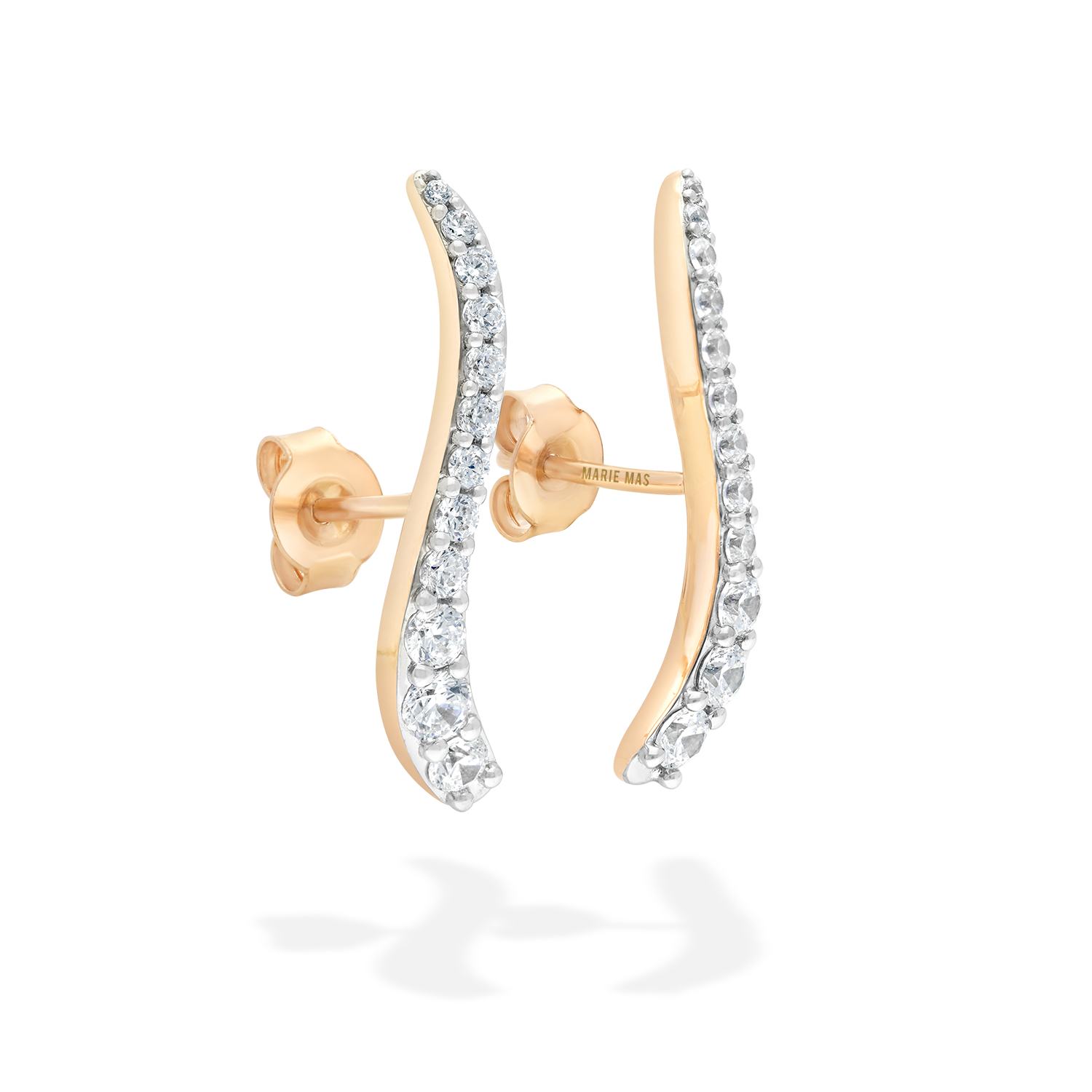 Pair of Ray earrings in 18k rose gold with diamonds - Fine jewelry by MARIE MAS