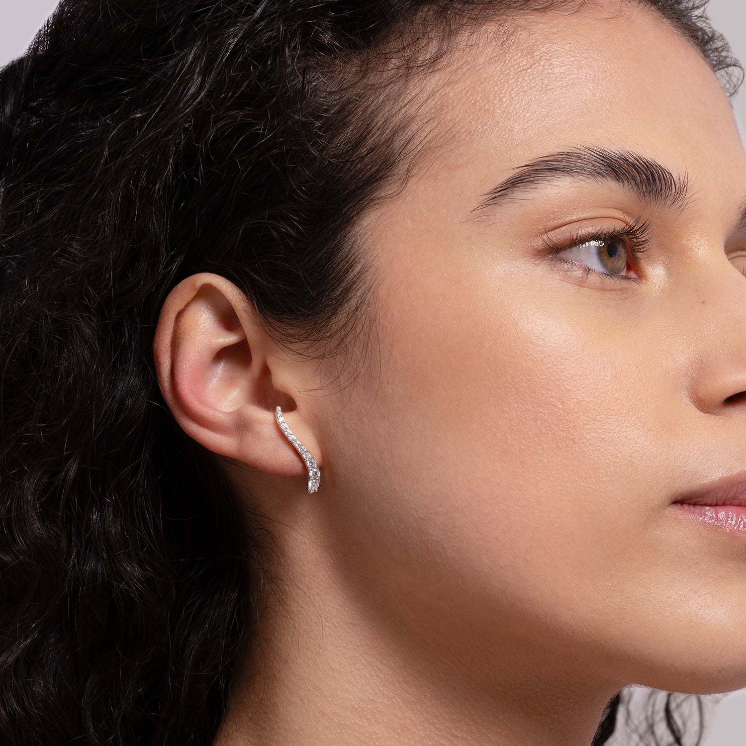 Pair of Ray earrings in 18k rose gold with diamonds - Fine jewelry by MARIE MAS