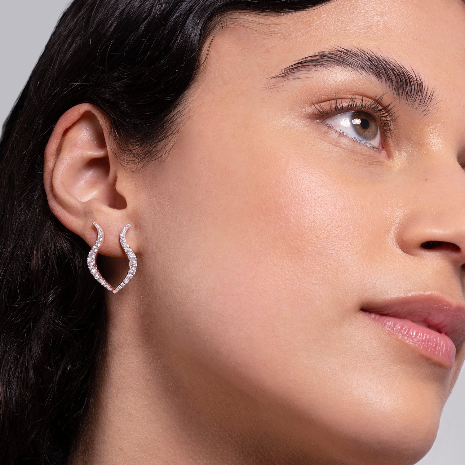 Pair of Solar earrings in 18k rose gold with diamonds - Fine jewelry by MARIE MAS