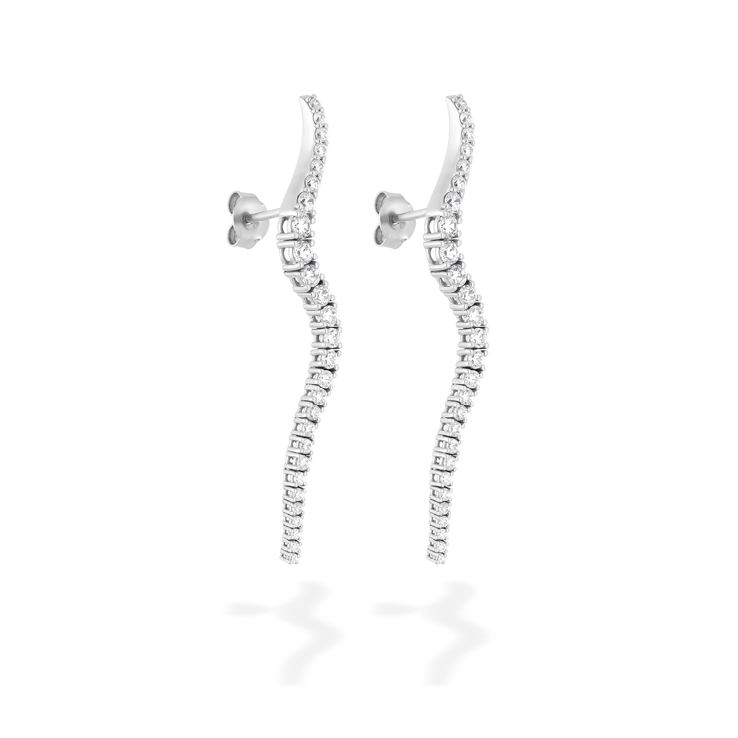 Pair of Twinkle earrings in 18k white gold with diamonds - Fine jewelry by MARIE MAS