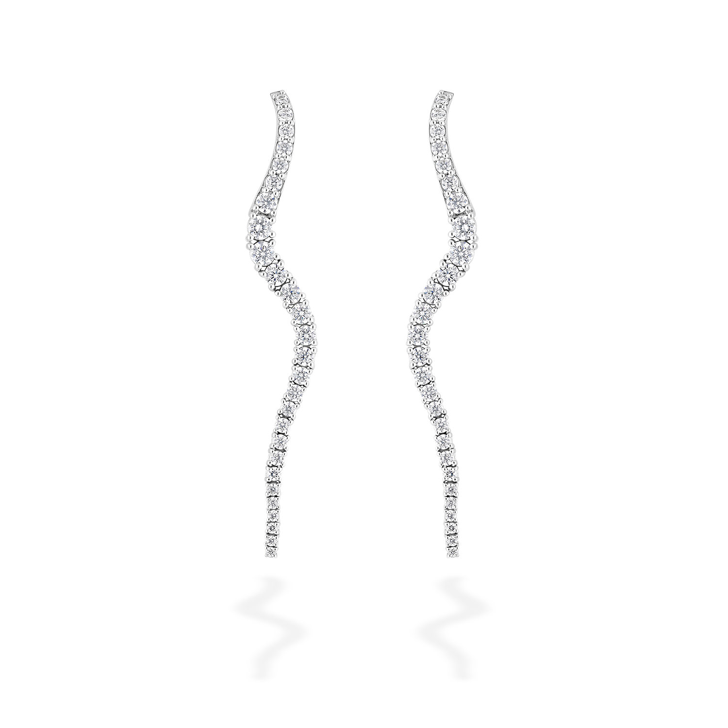 Pair of Twinkle earrings in 18k white gold with diamonds - Fine jewelry by MARIE MAS