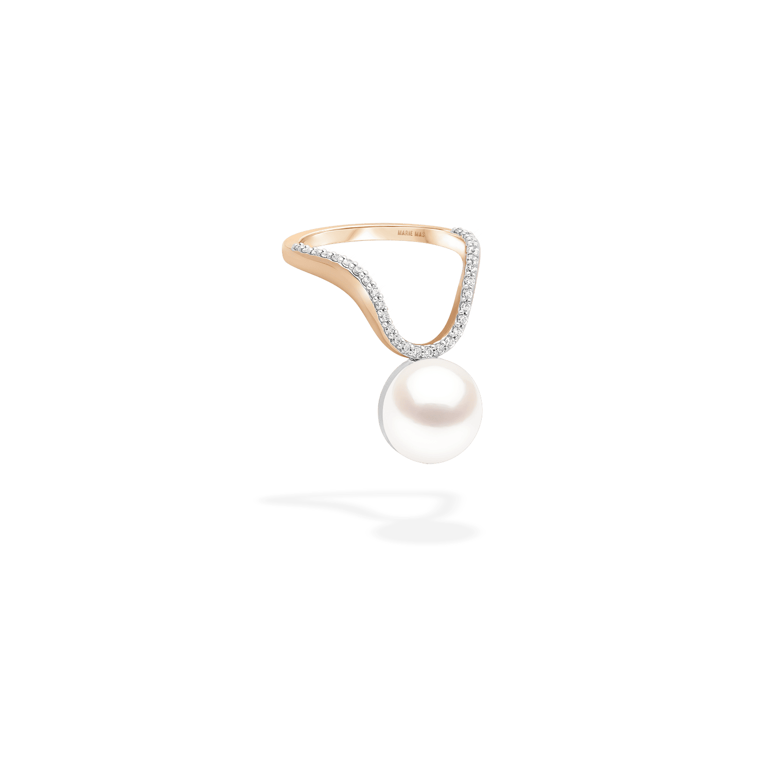 Aura Ring | Half pavé Diamonds & Pearl
