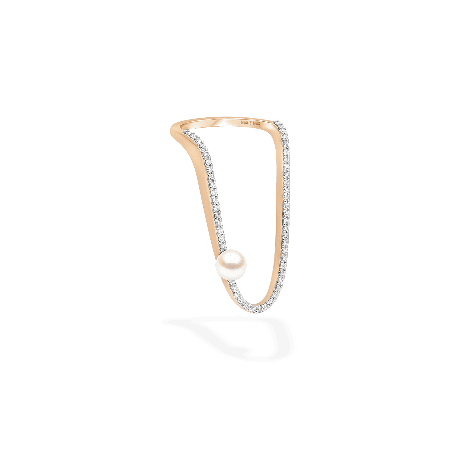 Aurora Ring | Half pavé Diamonds & Pearl