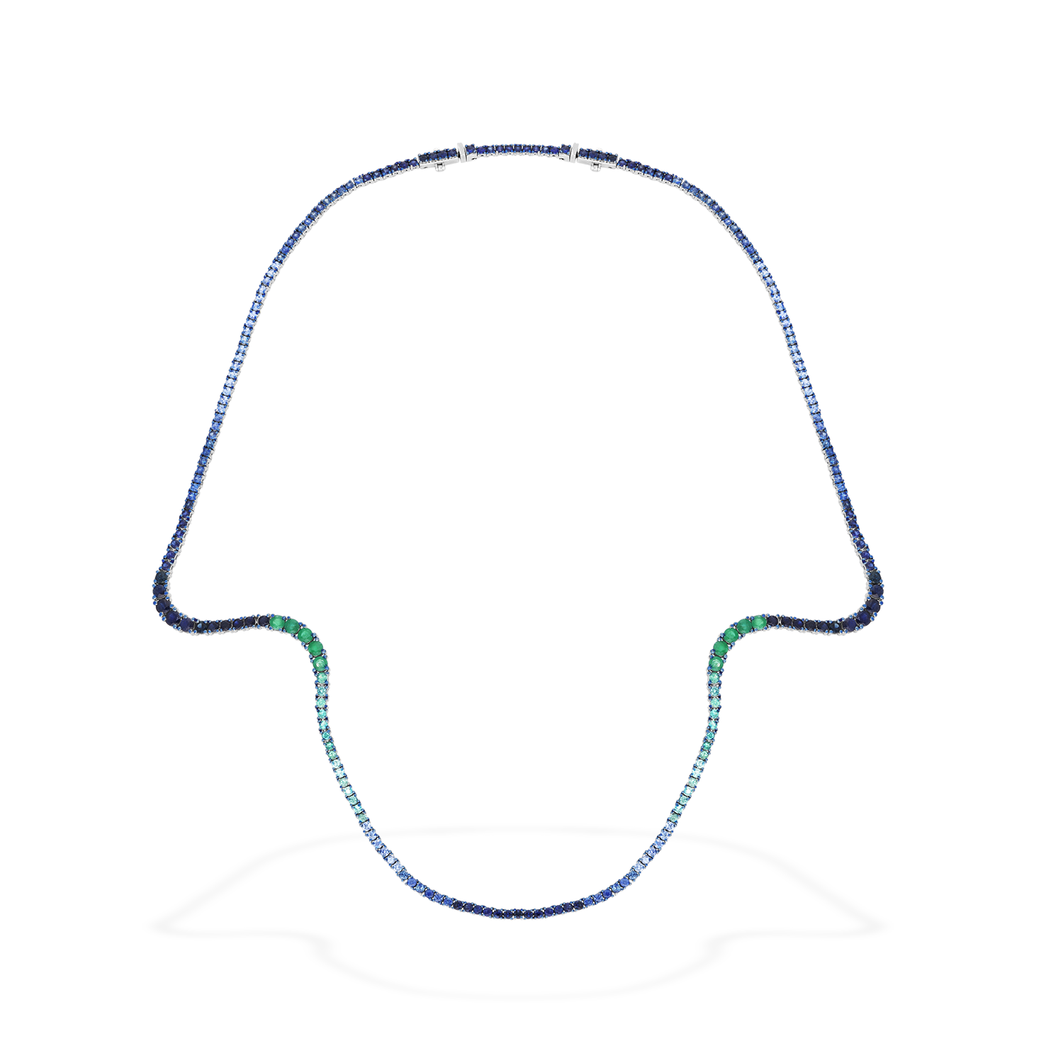 Aurora Necklace | Full pavé Emeralds & Sapphires