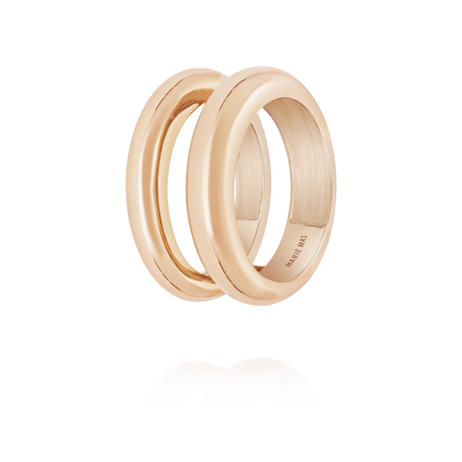Double dome U ring & Paved dome I ring | Or Rose & diamants