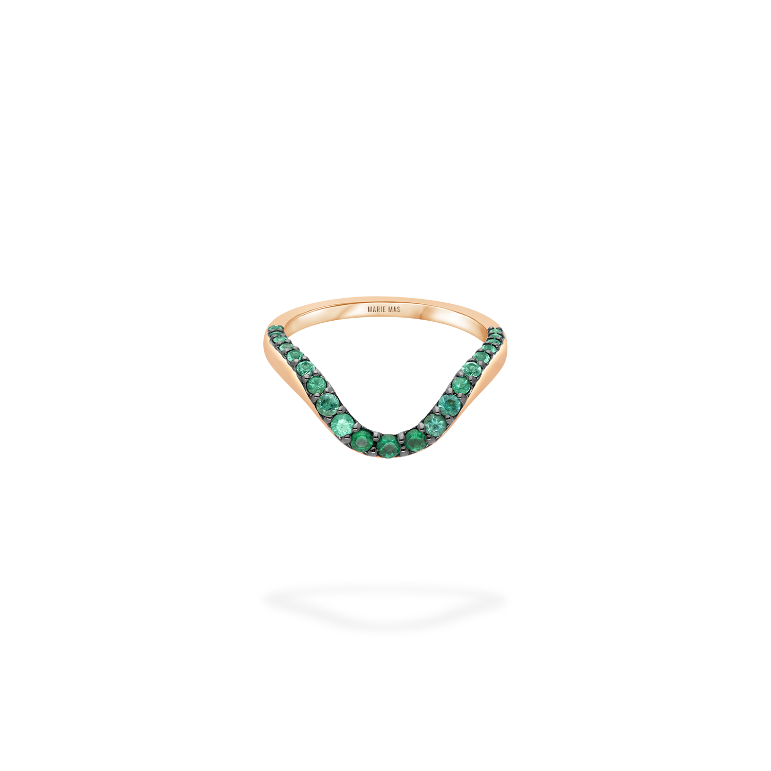 Grand Halo Ring | half pavé | rose gold & emeralds