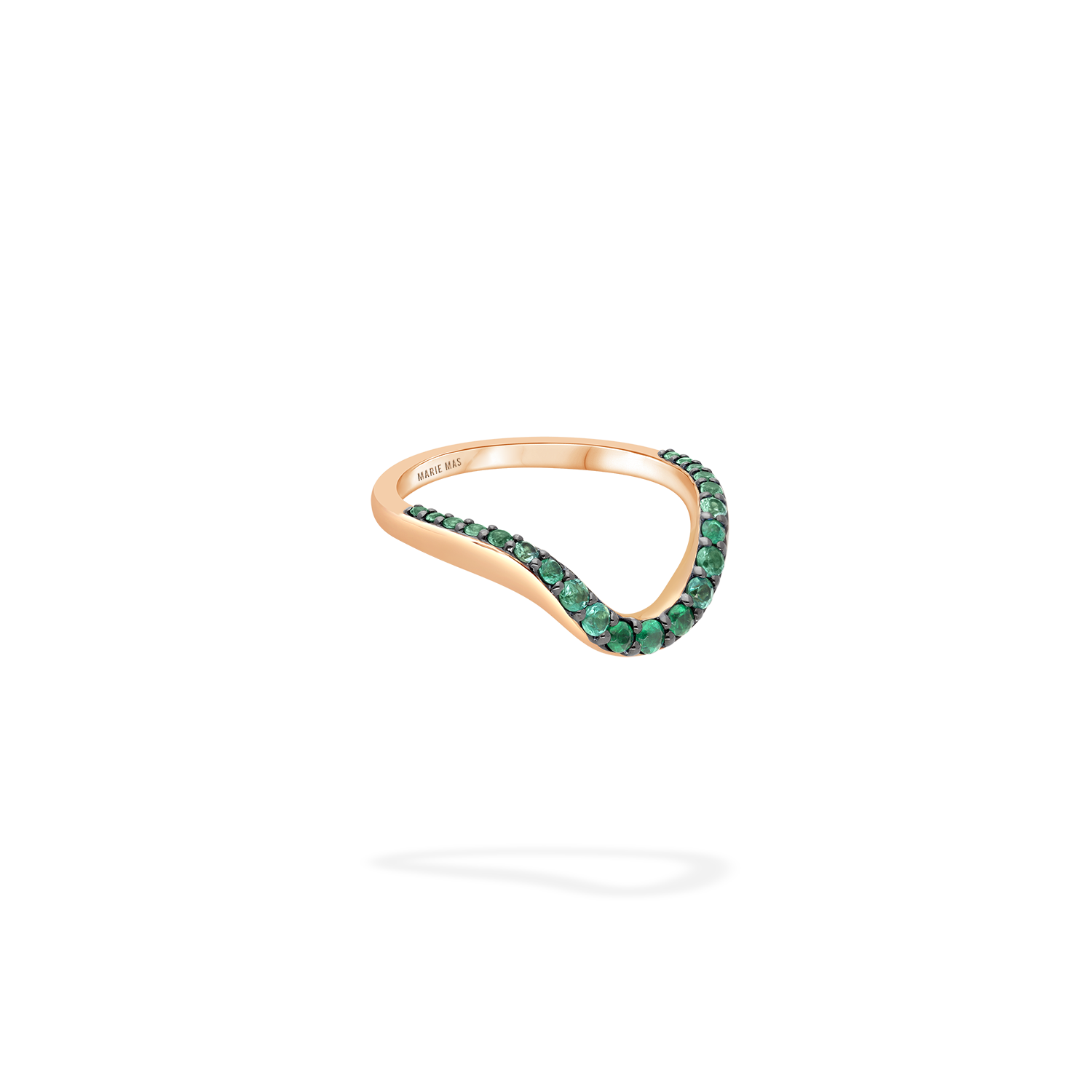 Grand Halo Ring | half pavé | rose gold & emeralds