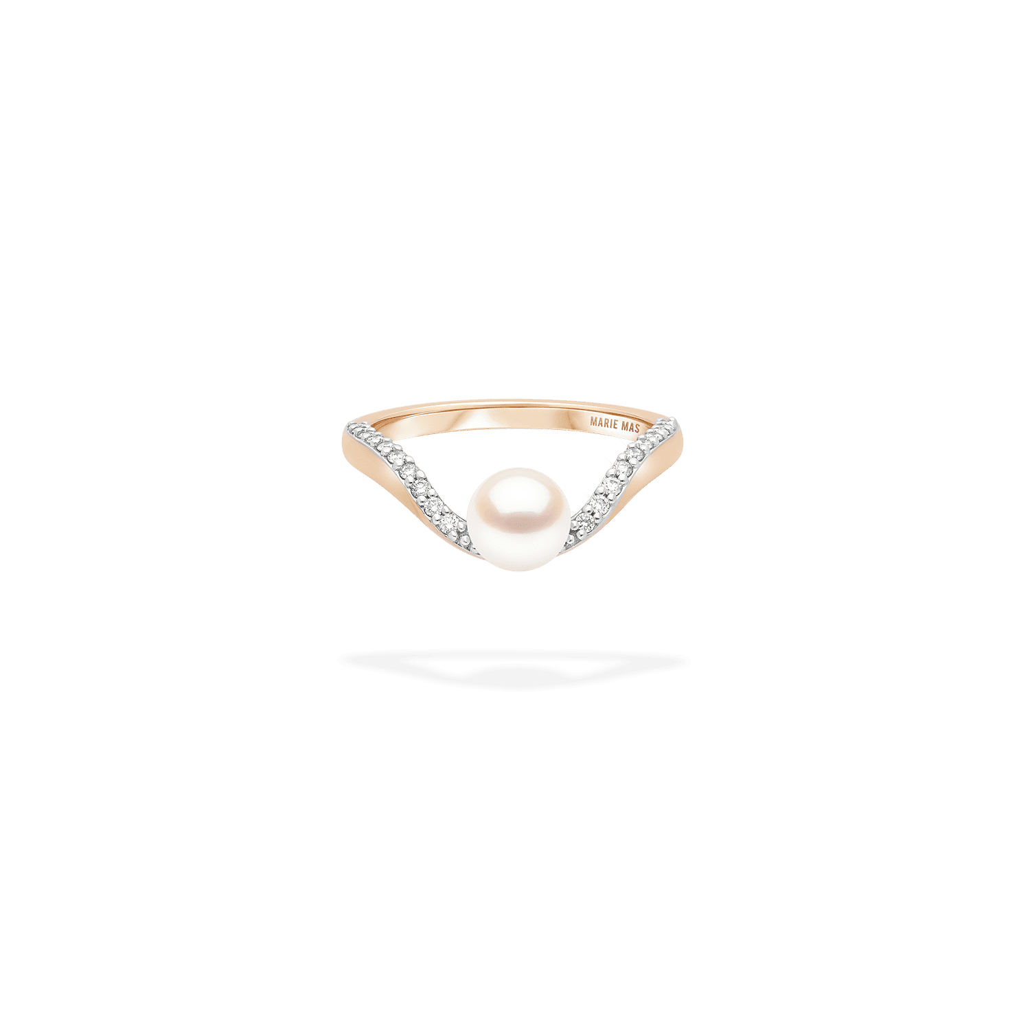 Halo Ring | Half pavé Diamonds & Pearl