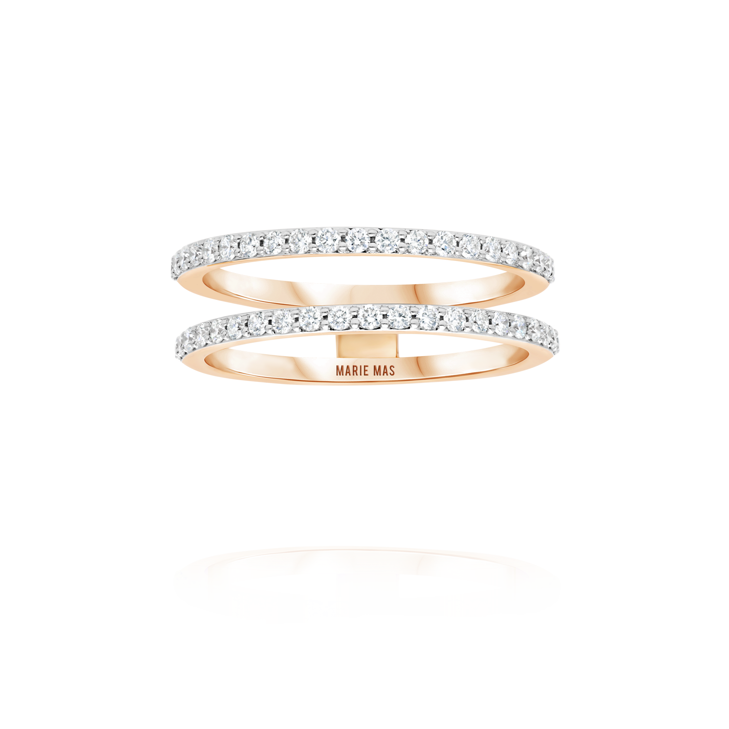 Paved flat U ring | Rose Gold
