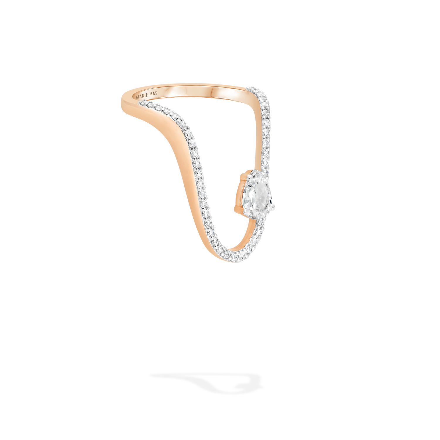 Radiant Ring | Half pavé Diamonds & Pear Diamond