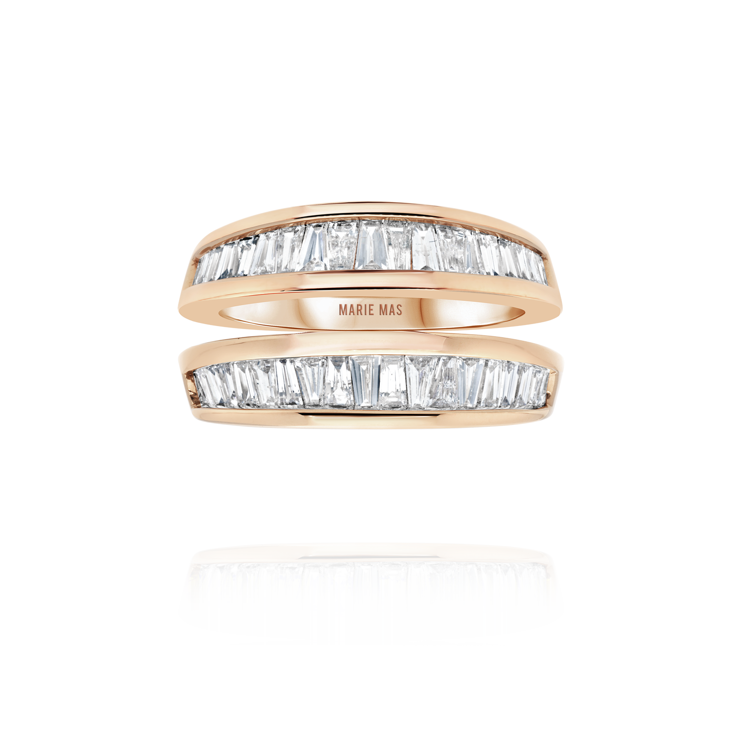 Starlight U ring & Startlight Flat I ring | rose gold & diamonds