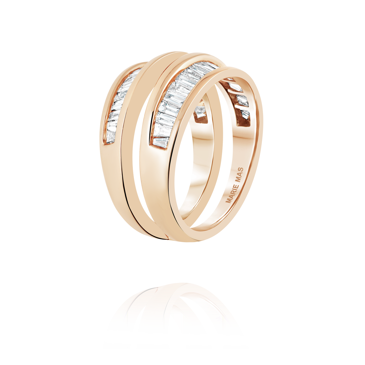 Starlight U ring paved diamonds | Rose Gold