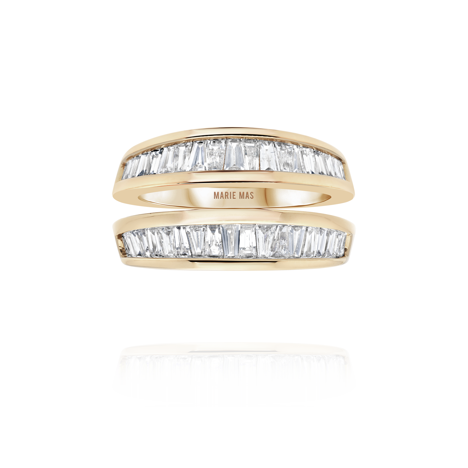 Starlight U ring & Startlight Flat I ring | yellow gold & diamonds