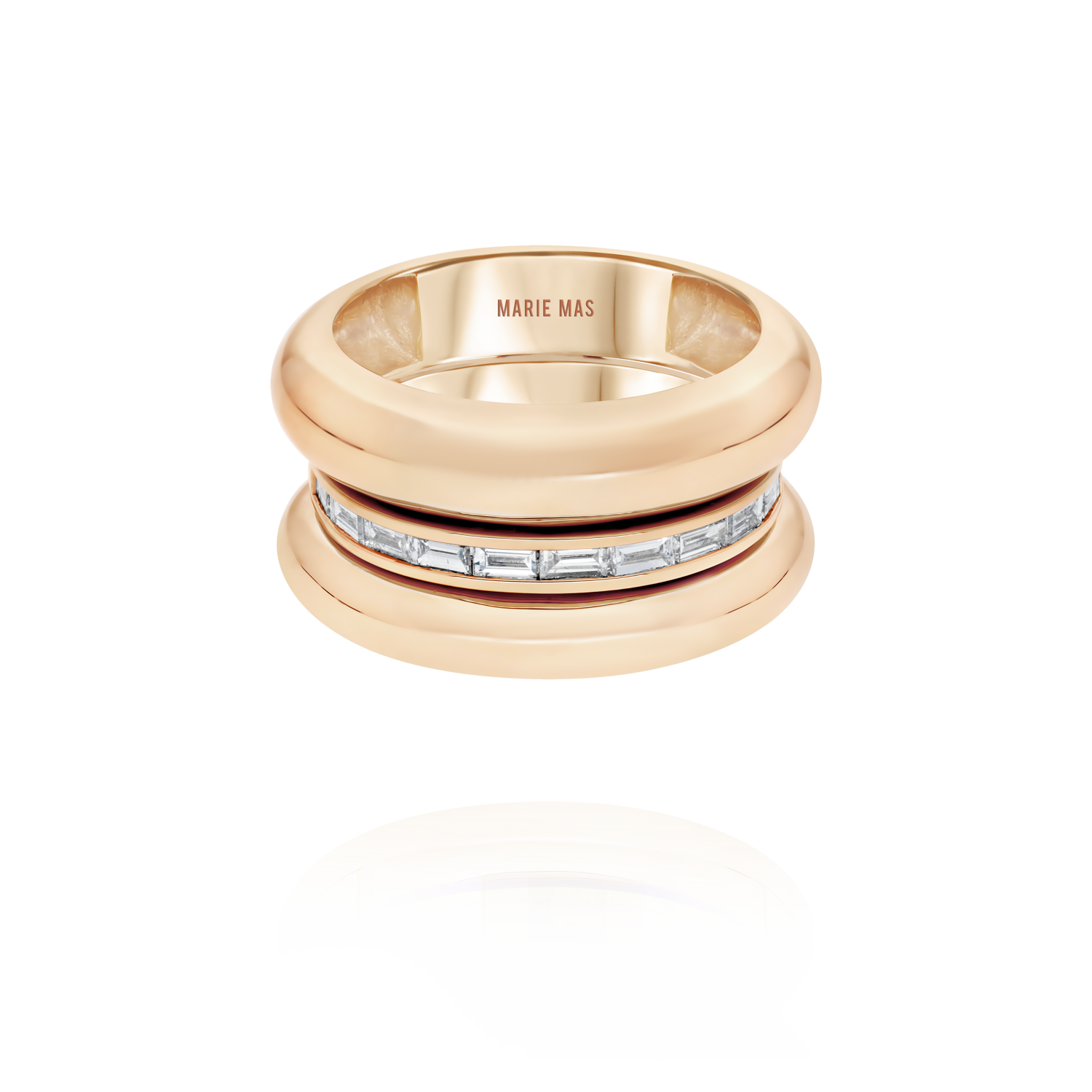 Double dome U ring & Startlight Flat I ring | Or Rose & diamants