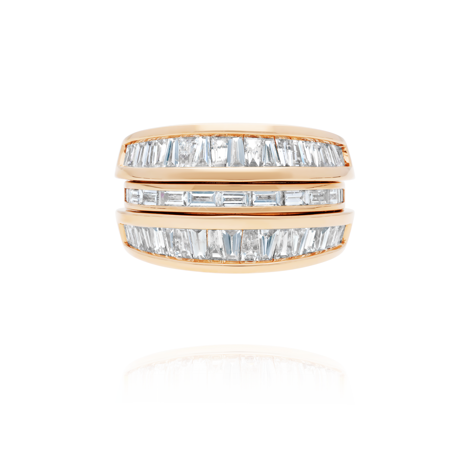 Starlight U ring & Startlight Flat I ring | rose gold & diamonds