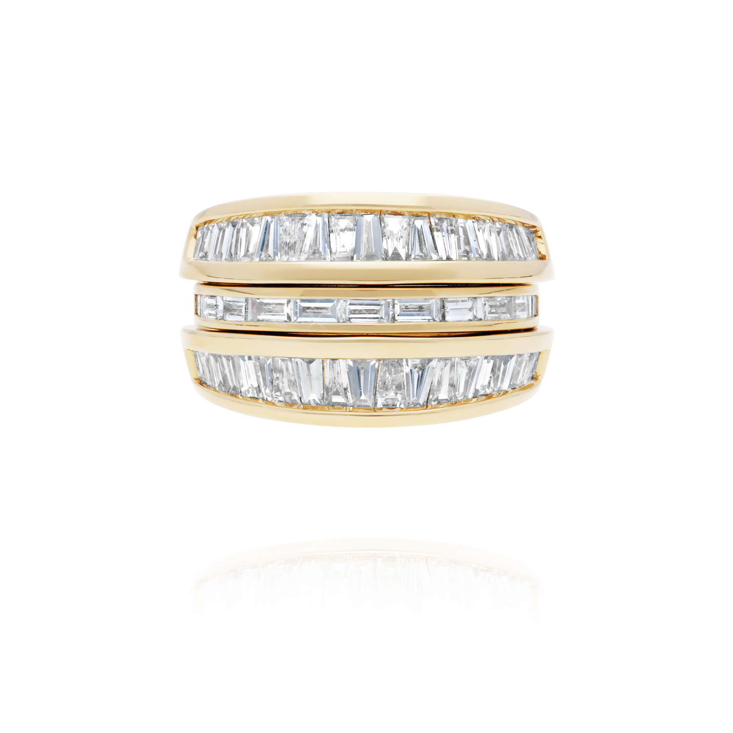 Starlight U ring & Startlight Flat I ring | yellow gold & diamonds