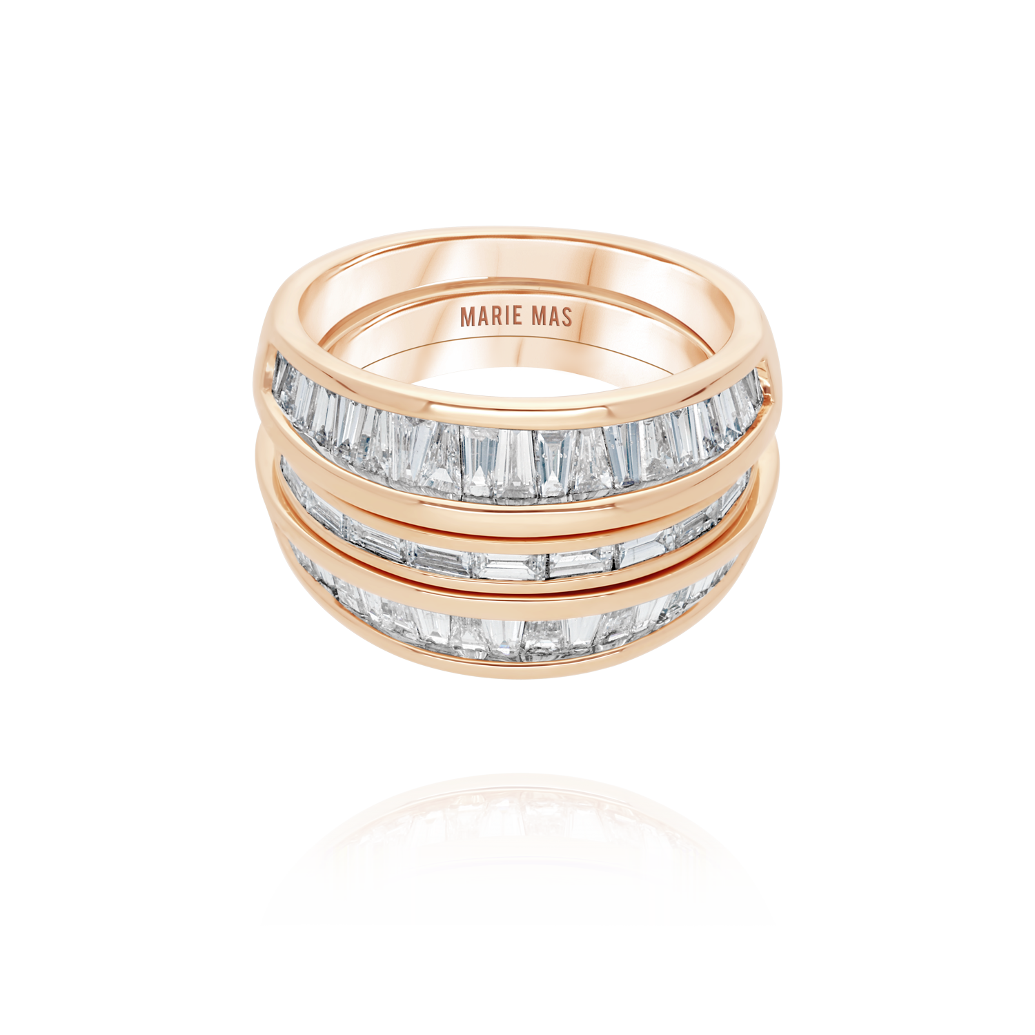 Starlight U ring & Startlight Flat I ring | rose gold & diamonds