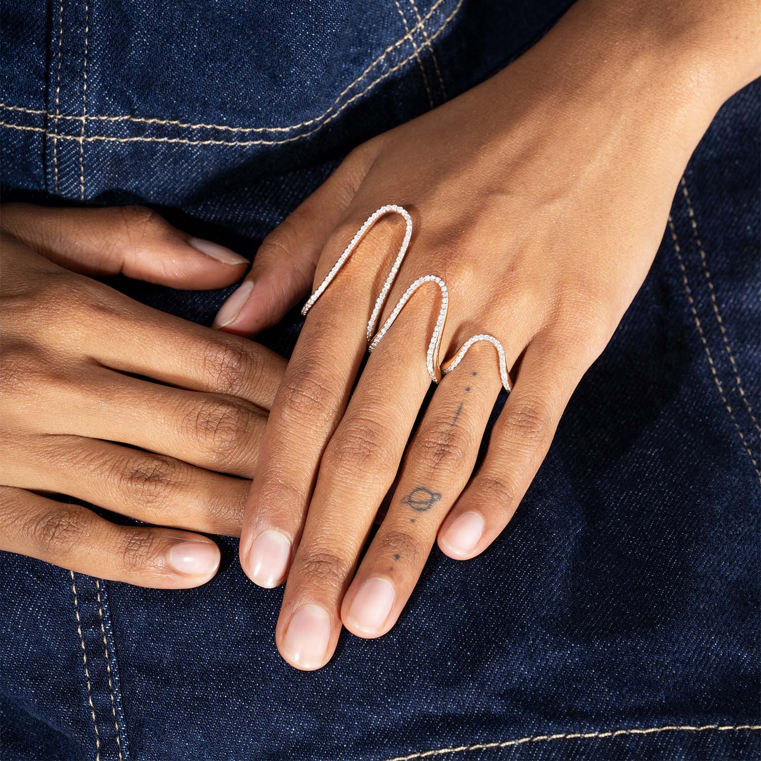 Aurora ring | Half pavé, rose gold & diamonds