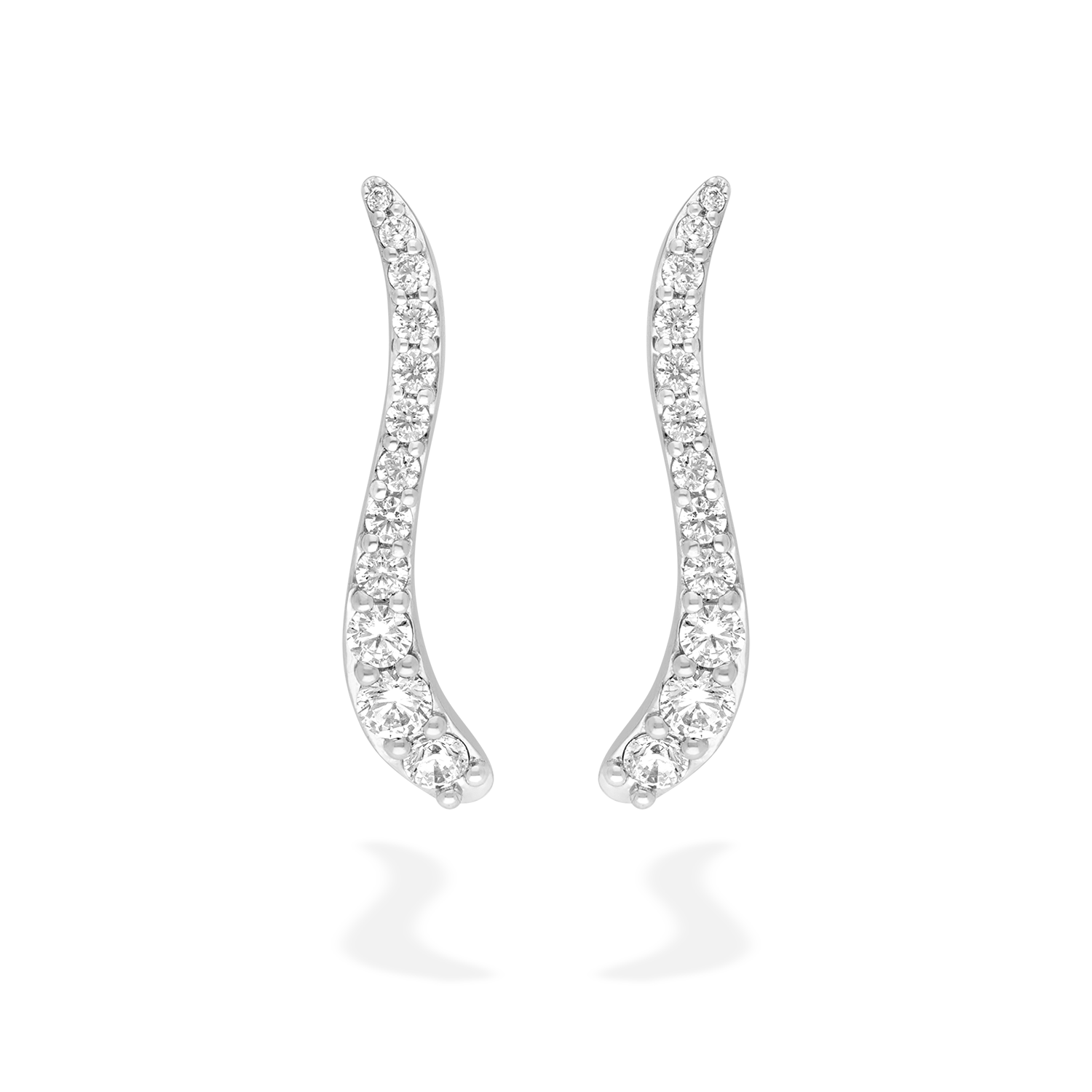 Pair of Ray earrings in 18k white gold with diamonds - Fine jewelry by MARIE MAS