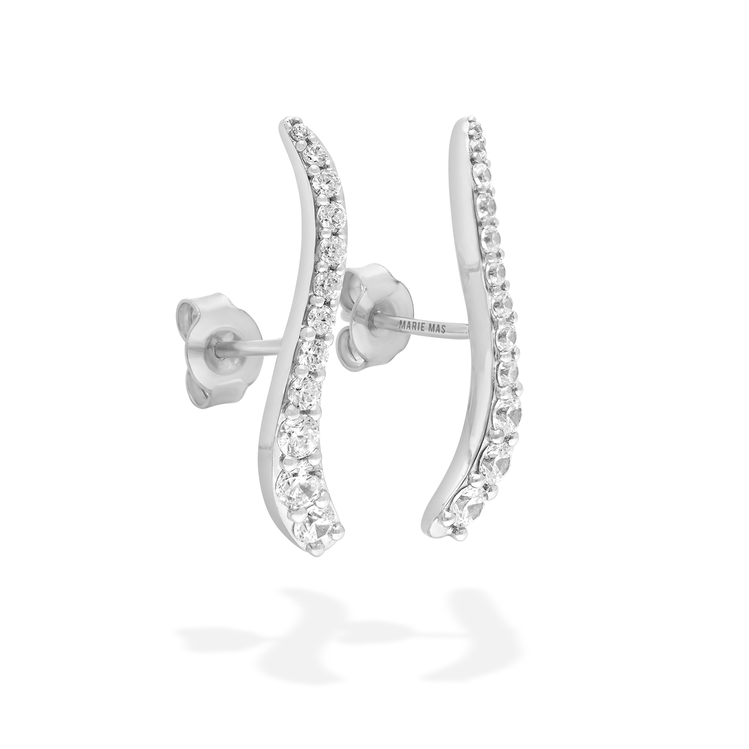 Pair of Ray earrings in 18k white gold with diamonds - Fine jewelry by MARIE MAS