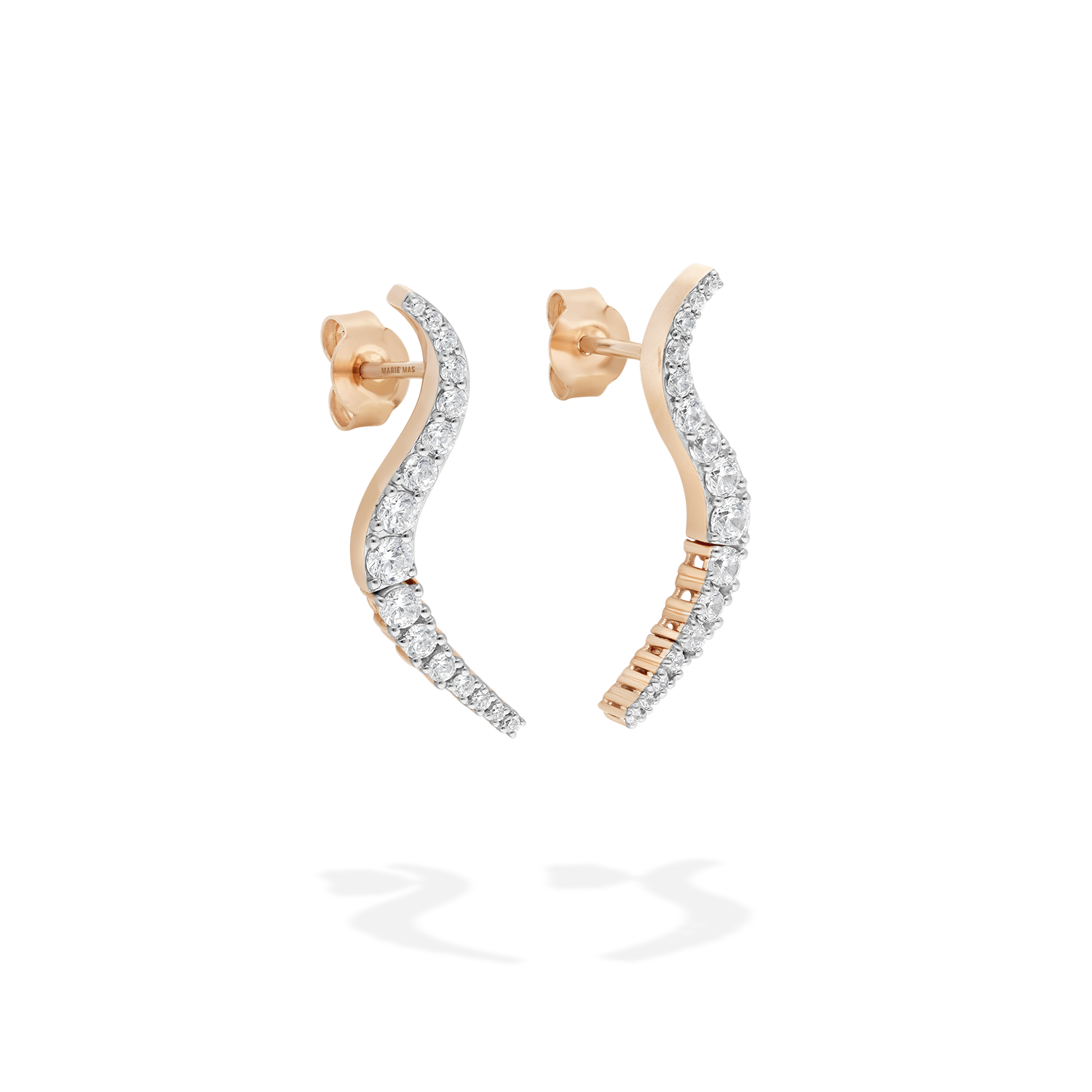 Pair of Solar earrings in 18k rose gold - Fine jewelry by MARIE MAS