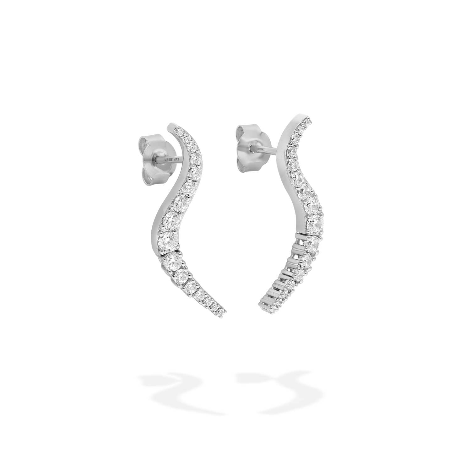Pair of Solar earrings in 18k white gold - Fine jewelry by MARIE MAS