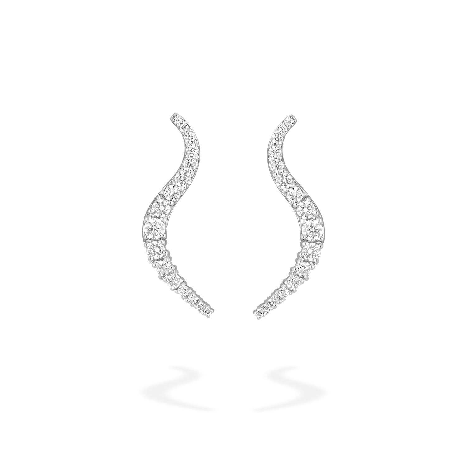 Pair of Solar earrings in 18k white gold - Fine jewelry by MARIE MAS