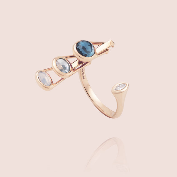 Petite Dancing Open Ring | Amethyst and Topaz
