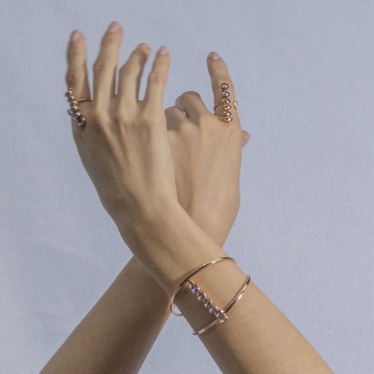 Dancing Open Ring | Amethyst & Topaz
