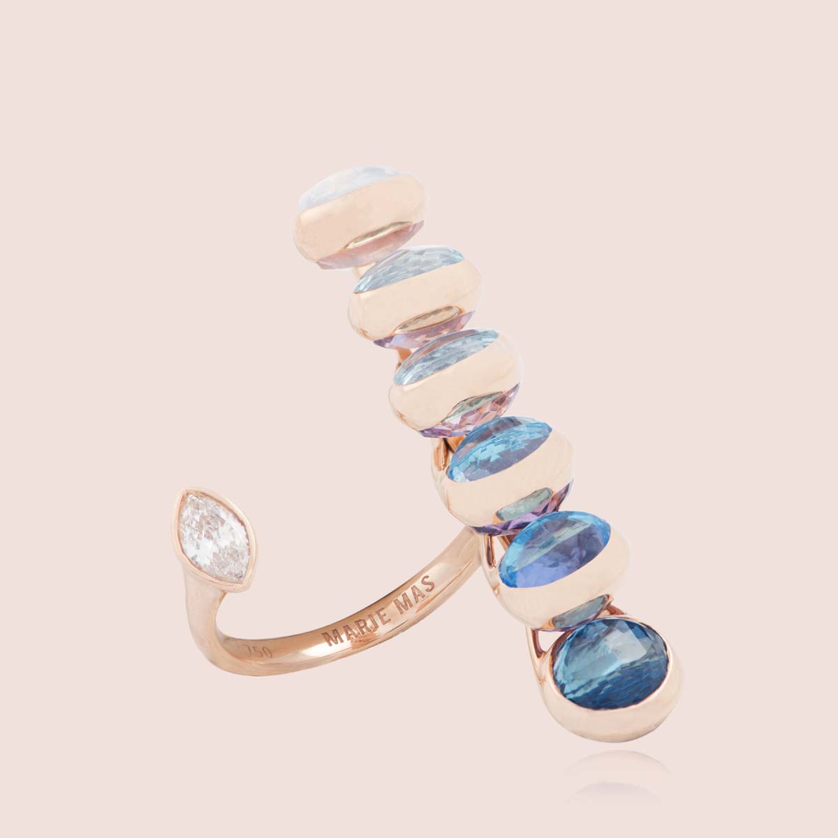 Dancing Open Ring | Amethyst & Topaz