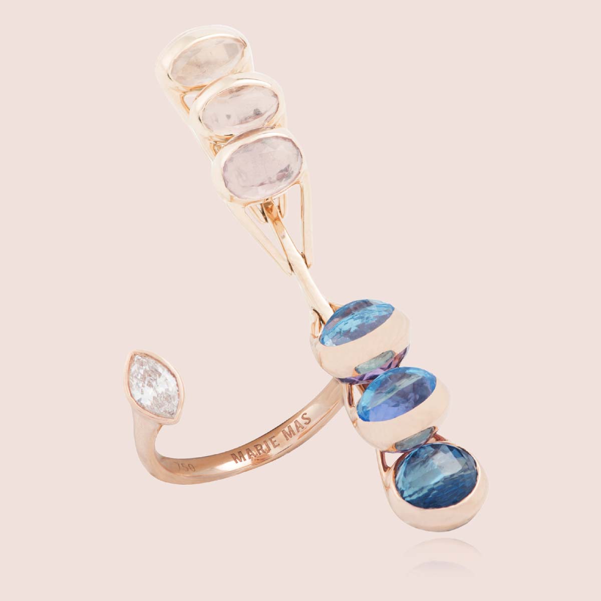 Dancing Open Ring | Amethyst & Topaz