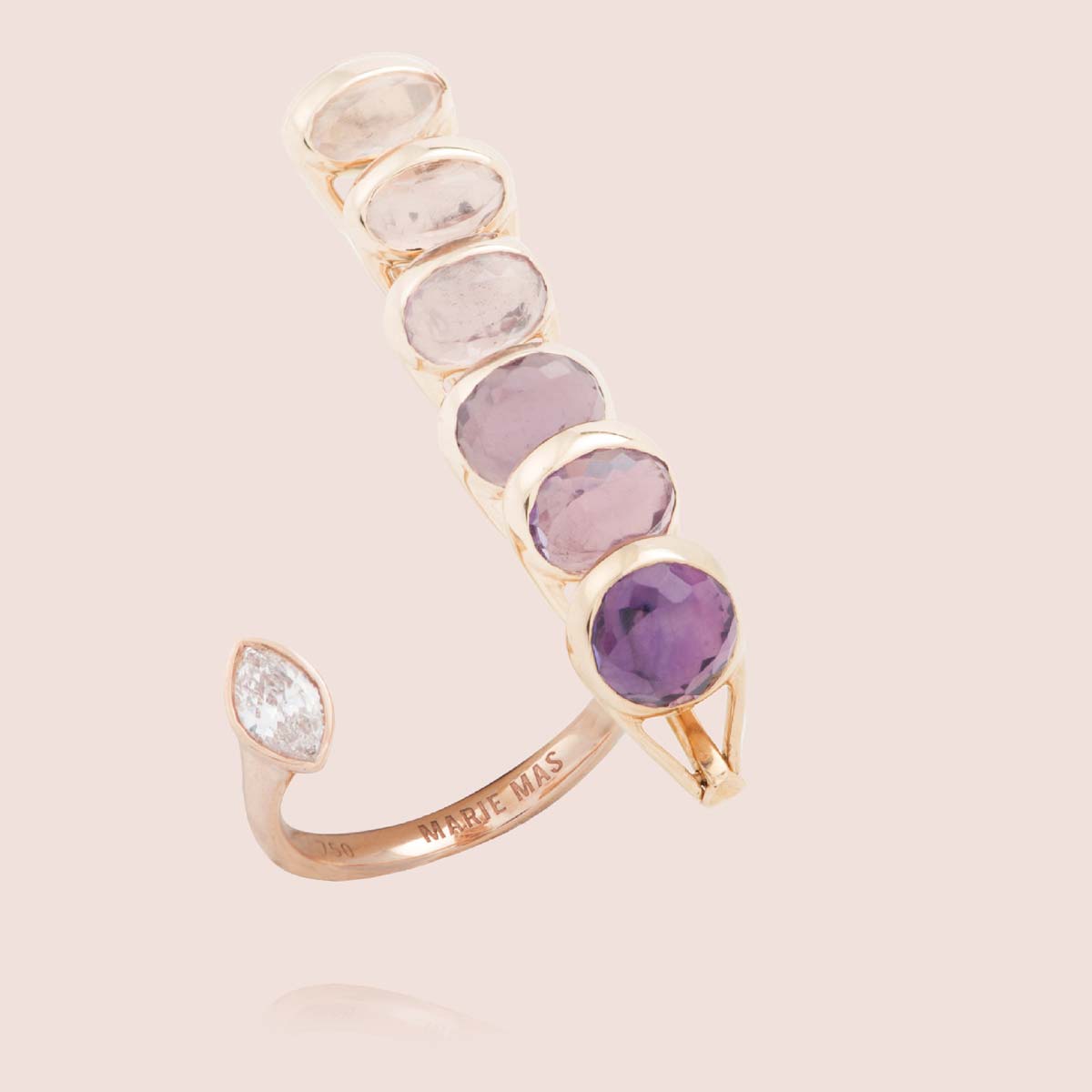 Dancing Open Ring | Amethyst & Topaz