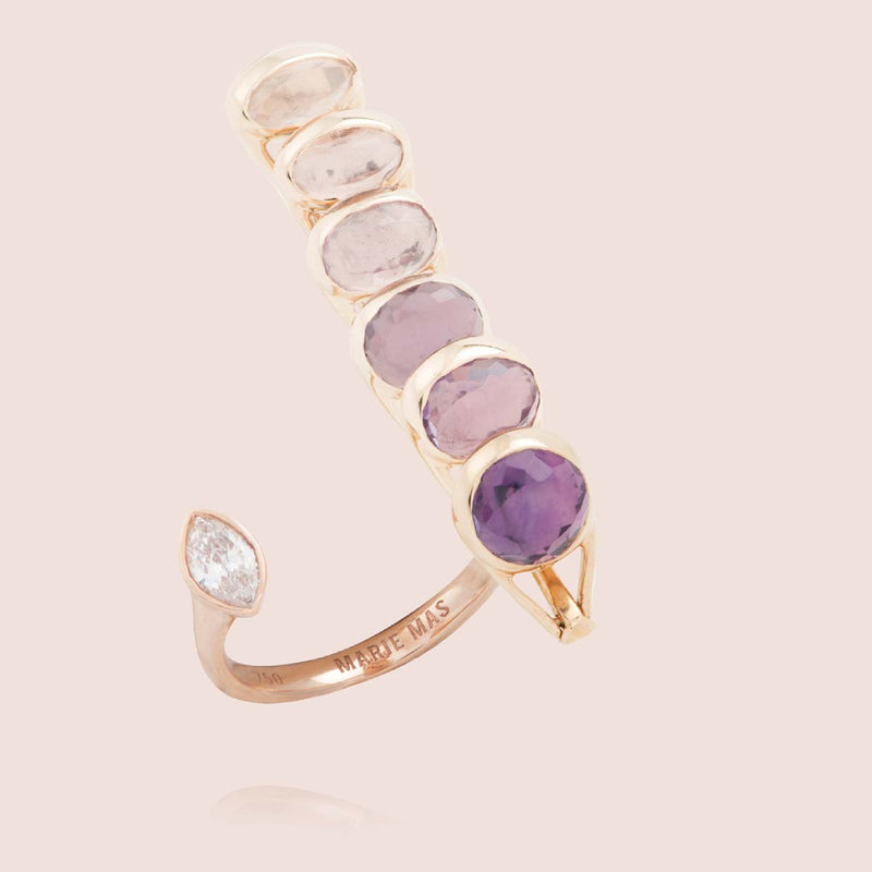 Dancing Open Ring | Amethyst and Topaz
