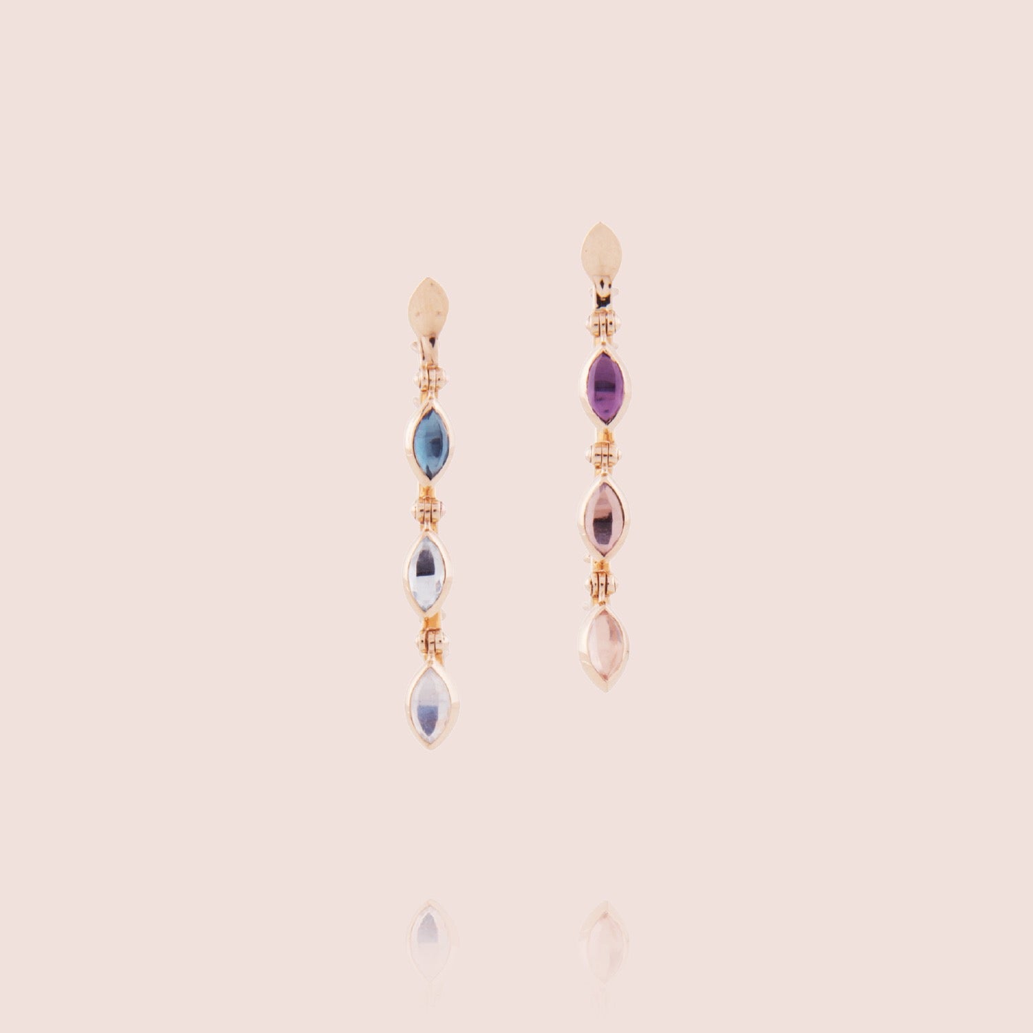 Petites Swinging Line Earrings | Amethyst & Topaz
