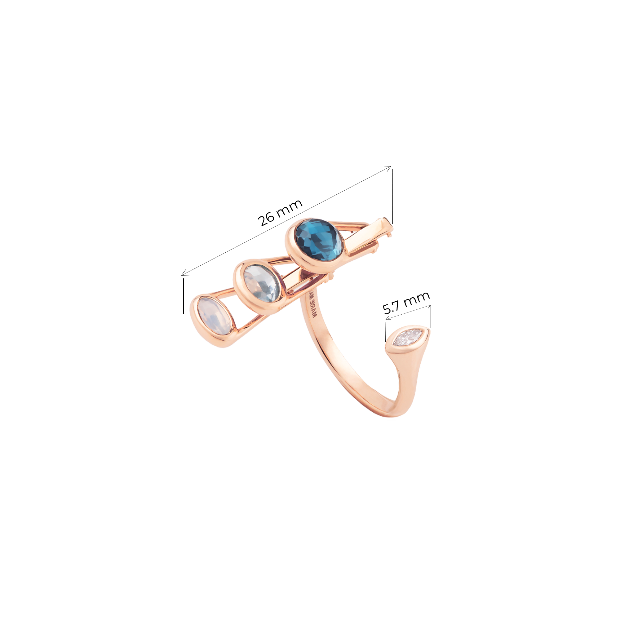 Petite Dancing Open Ring | Amethyst & Topaz