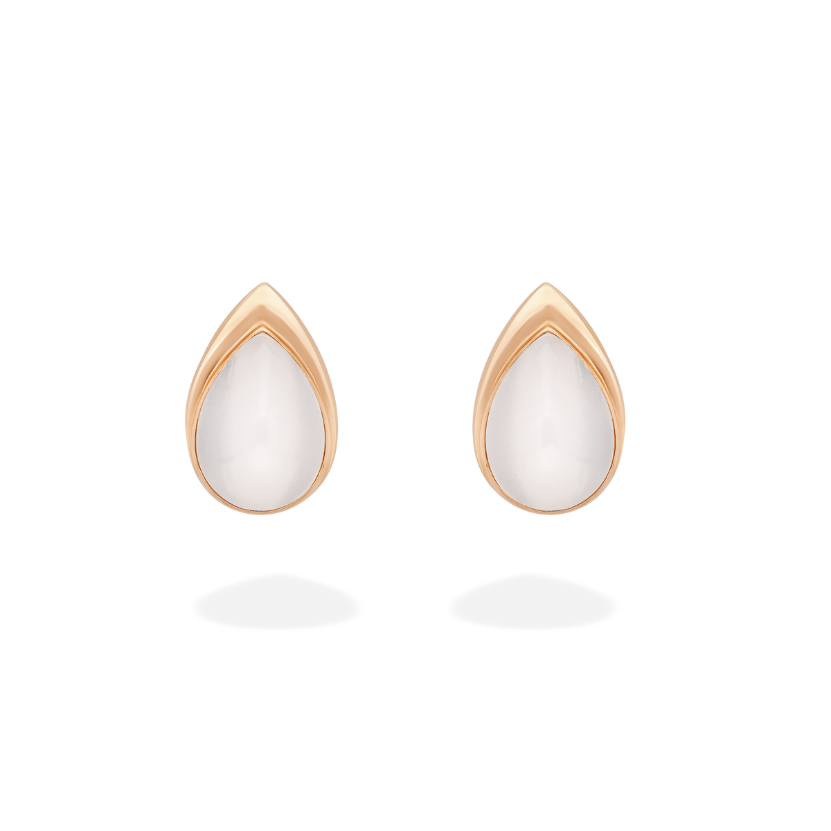 A pair of convertible brooch-earrings jewel featuring an ingenious mechanism that allows the post to extend or retract, offering multiple ways to wear the piece: on its own, as an earring or a brooch, or attached to another brooch. Crafted in 18k gold, these pieces are set with a white moonstone, evoking the shimmering reflection of light on the surface of water.