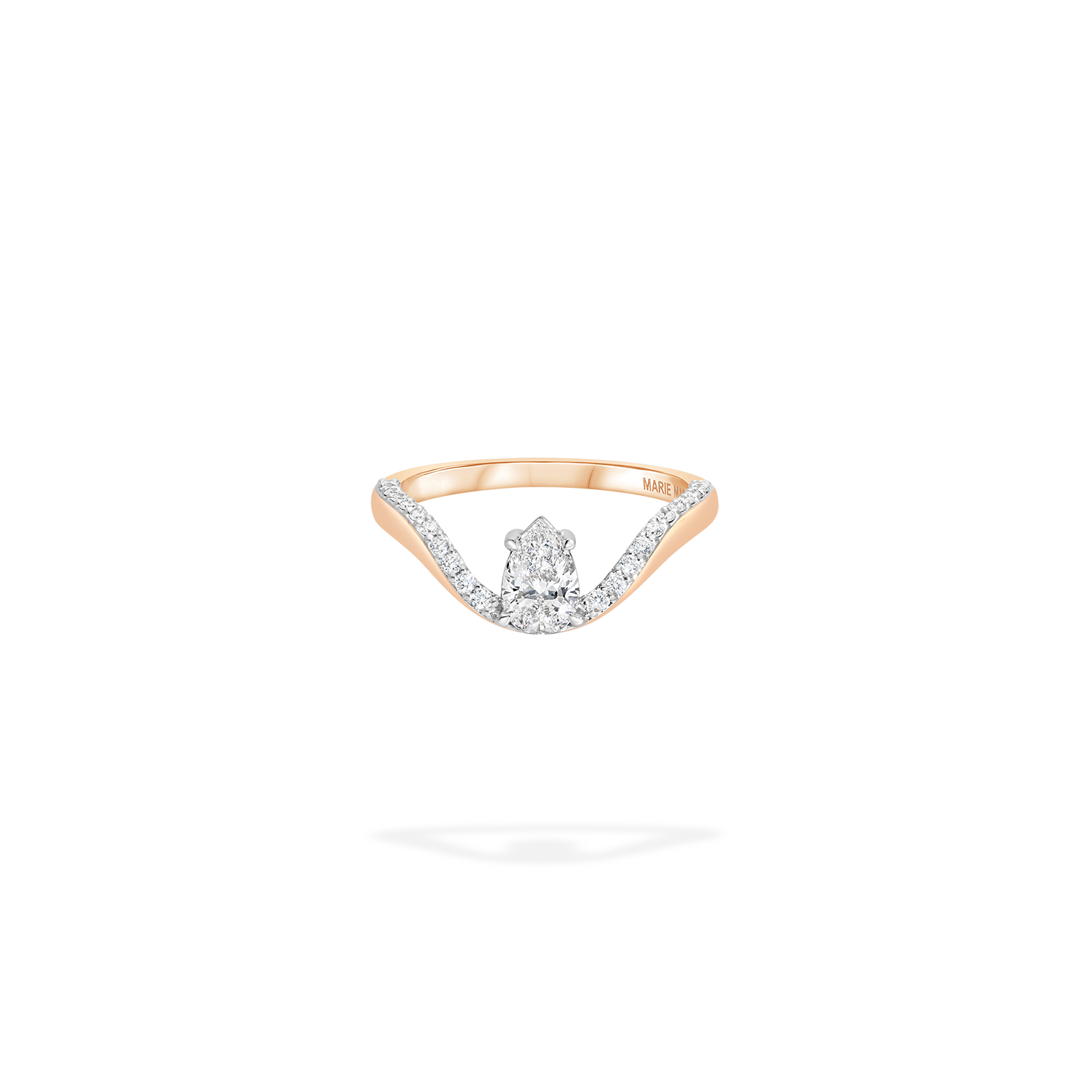 Halo Ring | Half pavé, rose gold & pear diamond