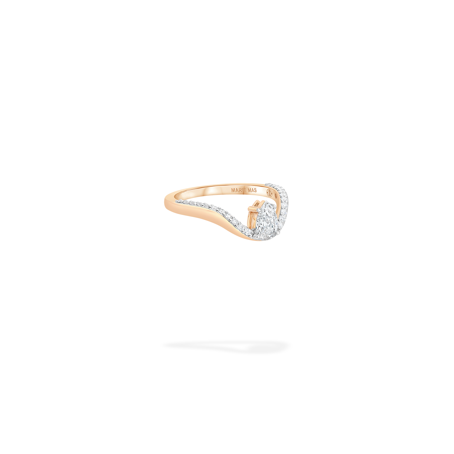 Halo Ring | Half pavé, rose gold & pear diamond (0,5 ct)